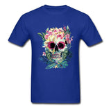 Camiseta Calavera y Flores Azul Oscuro
