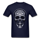 Camiseta Calavera Estampada Azul Oscuro