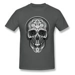 Camiseta Calavera Estampada Gris Oscuro