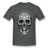 Camiseta Calavera Estampada Gris Oscuro