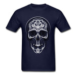 Camiseta Calavera Estampada Asul Oscuro