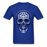 Camiseta Calavera Estampada Azul Oscuro
