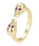 Anillo Cráneo Parejas Morado y Oro