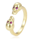 Anillo Cráneo Parejas Morado y Oro