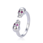 Anillo Cráneo Parejas Morado y Plata