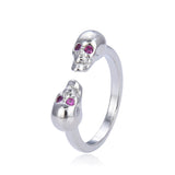 Anillo Cráneo Parejas Morado y Plata