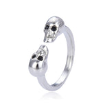 Anillo Cráneo Parejas Plata y Negro