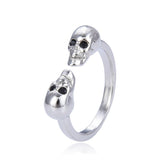Anillo Cráneo Parejas Plata y Negro