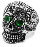 Anillo de Calavera de Ojos Verdes
