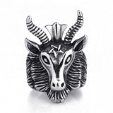 Anillo Diablo Baphomet con Cuernas