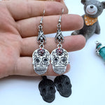 Aretes Skull Mexicana con Rosa