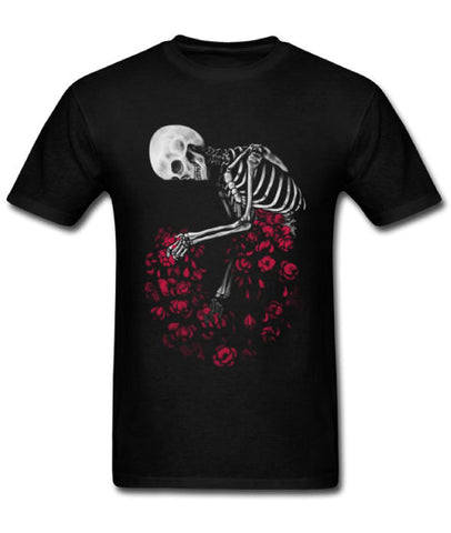 Camiseta Calavera y Rosas Negro