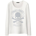 Camiseta Manga Larga Calavera Mujer Blanco