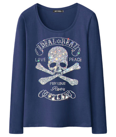 Camiseta Manga Larga Calavera Mujer
