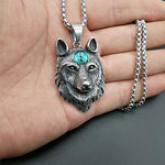 Collar de Lobo Vikingo con Piedra Azul