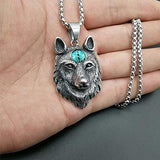 Collar de Lobo Vikingo con Piedra Azul