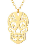 Collar Oro Calavera Mexicana