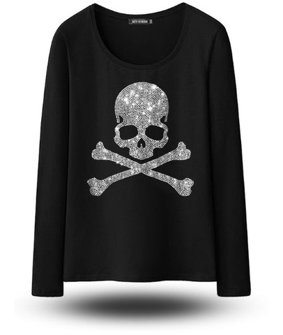 Playera Manga Larga de Calavera para Mujer