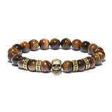 Pulsera Abalorio Calavera Oro