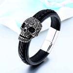 Pulsera Piel Hombre Craneo