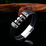 Pulsera Rock Cráneos Cuero