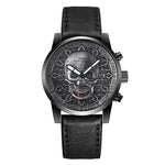 Reloj Cráneo Negro de Cuero