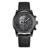 Reloj Cráneo Negro de Cuero