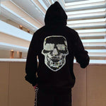 Sudadera Capucha Cráneo Trasera Negro