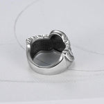 Anillo Calavera Alada Acero