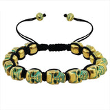 Brazalete Calavera Macramé Amarillo y Verde