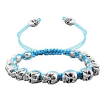 Brazalete Calavera Macramé Azul