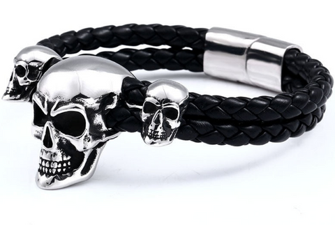 Brazalete Calaveras Cuero