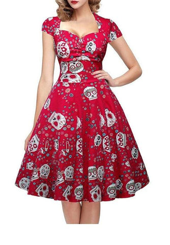 Vestido Calavera Rojo